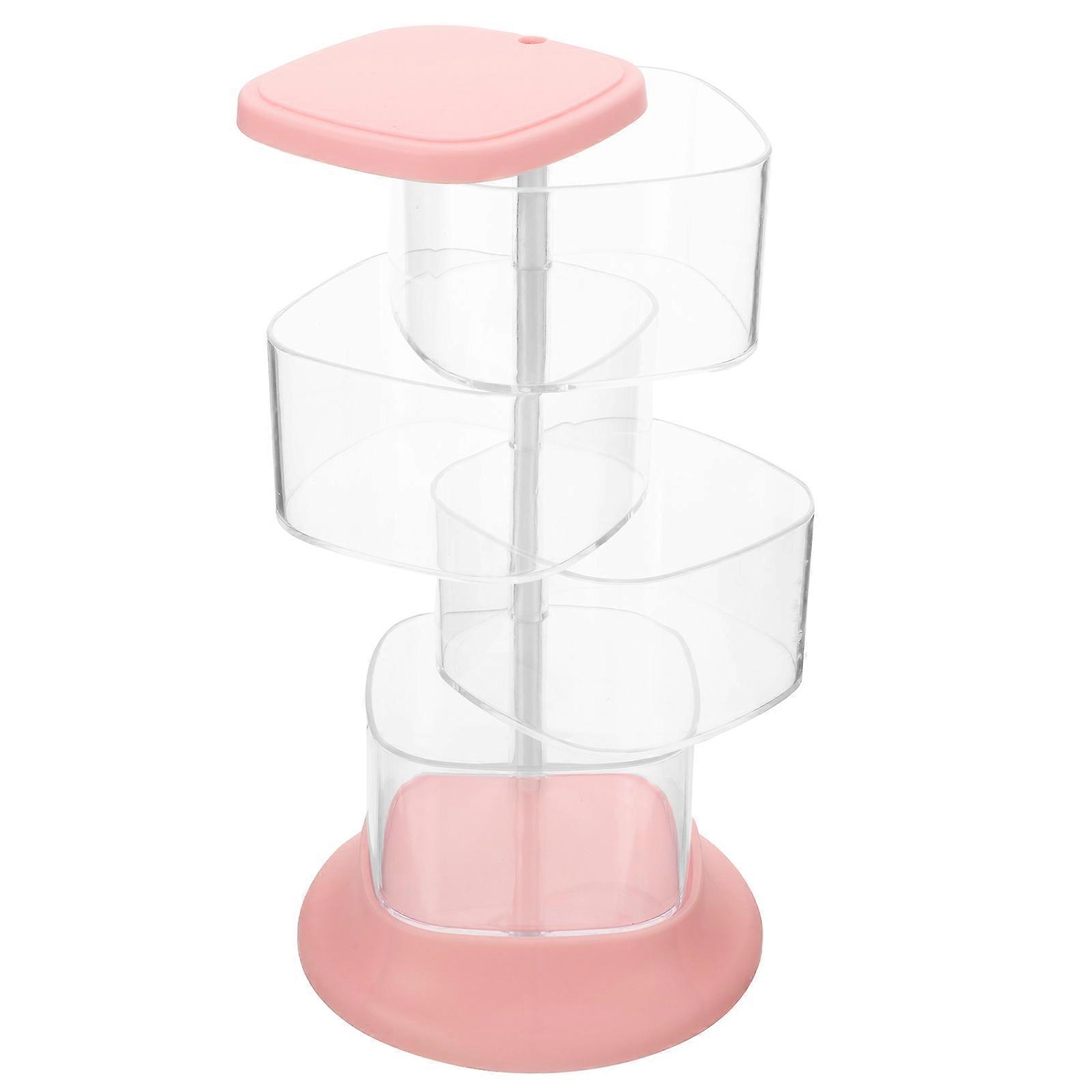 Earring Storage Holder Multi-Layer Jewelry Box for Storage 2Pcs Pink Rotatable
