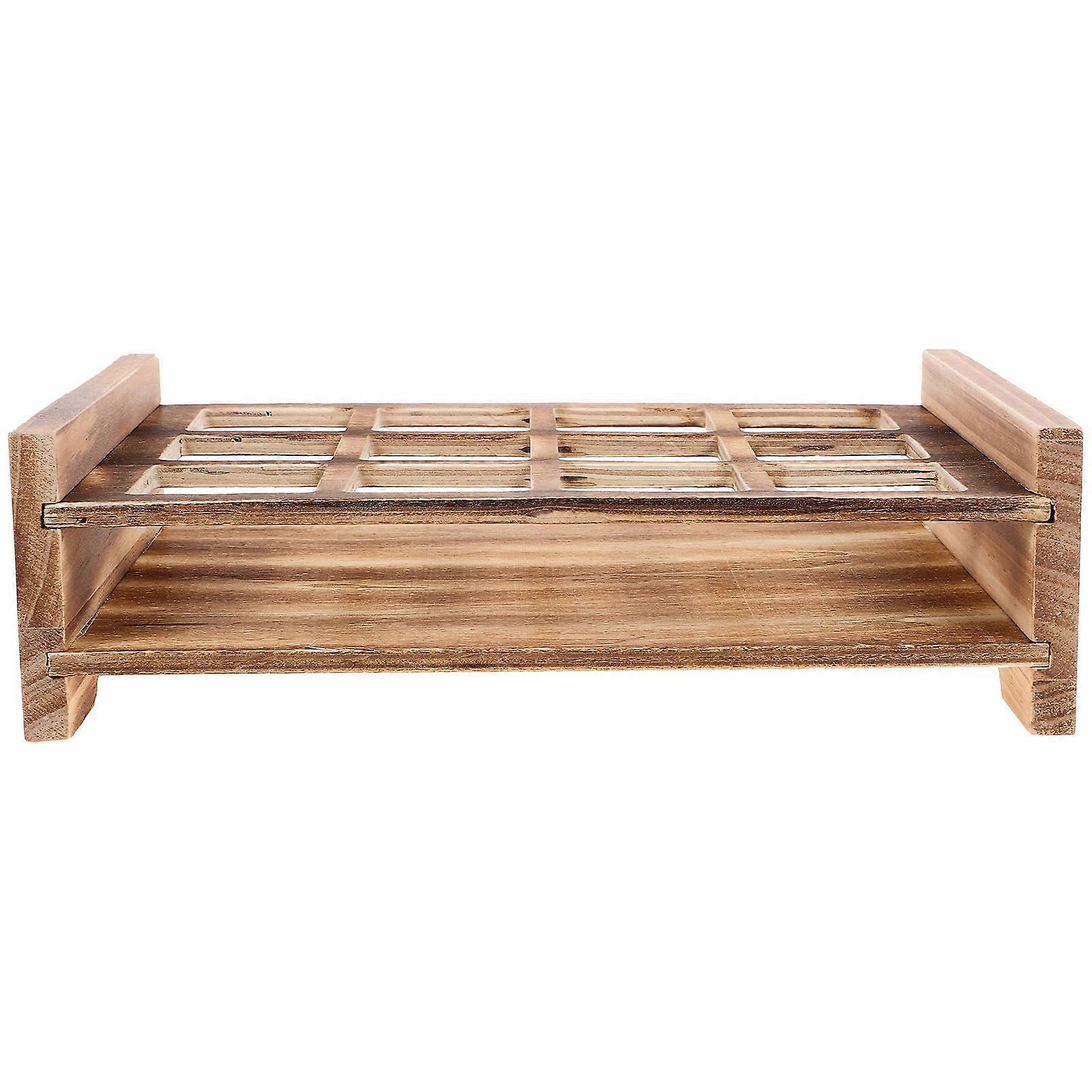 Drinks Holder Tray Shot Glasses Wooden Storage Organizer For Colleagues Rectangular 26.7X18.7X8CM 1Pack