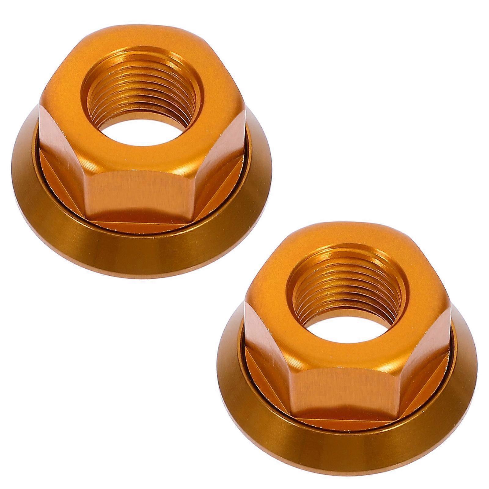 Aluminum Alloy Hub Nut Golden Color for Fixing Use 2Pcs Folding Bike