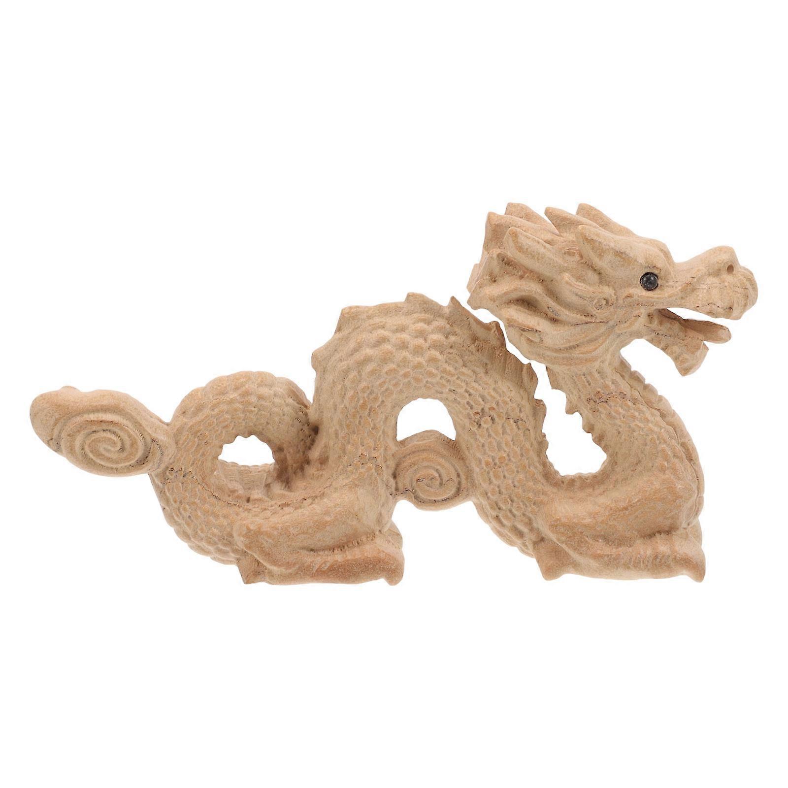 Wood Dragon Statue Dragon Shape Decoration for Desktop 5Pcs Set