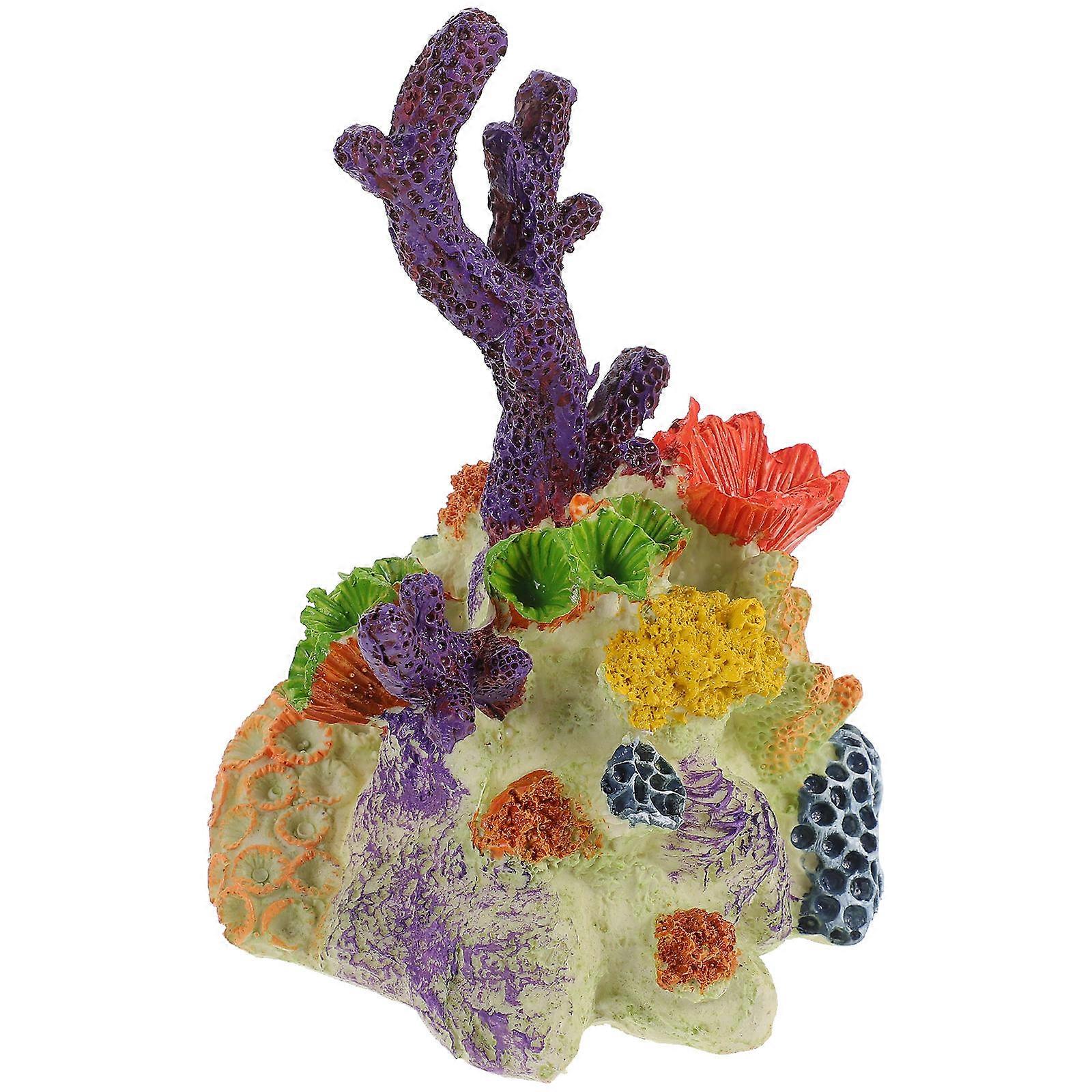 Aquarium Ornaments Resin Casting Technology Irregular Shape Safe for Fresh or Salt Water 14.2x9.8x9cm 1 Set