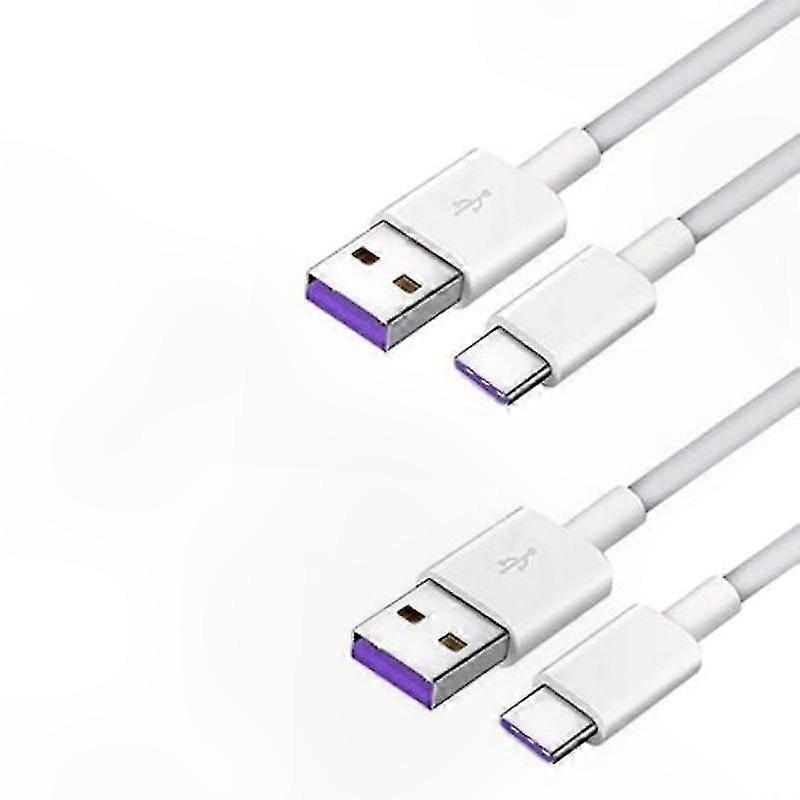 2-Pack USB Type C Charger Cable for  P30/P20/Mate20 Pro, 5A Fast Charging White Cables
