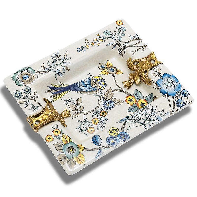 Large Diameter Cigar Ashtray With Floral Design