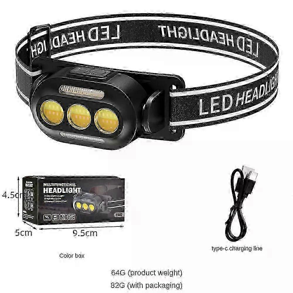 Headlight Super Bright Lantern Multiple Gears Usb Charging Super Big Usb Rechargeable Headlamp With Type-c Battery Durable