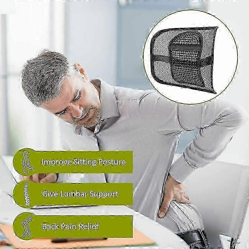 Mesh Lumbar Support Cushion Lumbar Support with Elastic Fixing Strap Can Relieve Lower Back Pain Ideal for Chair Back Car Office Office