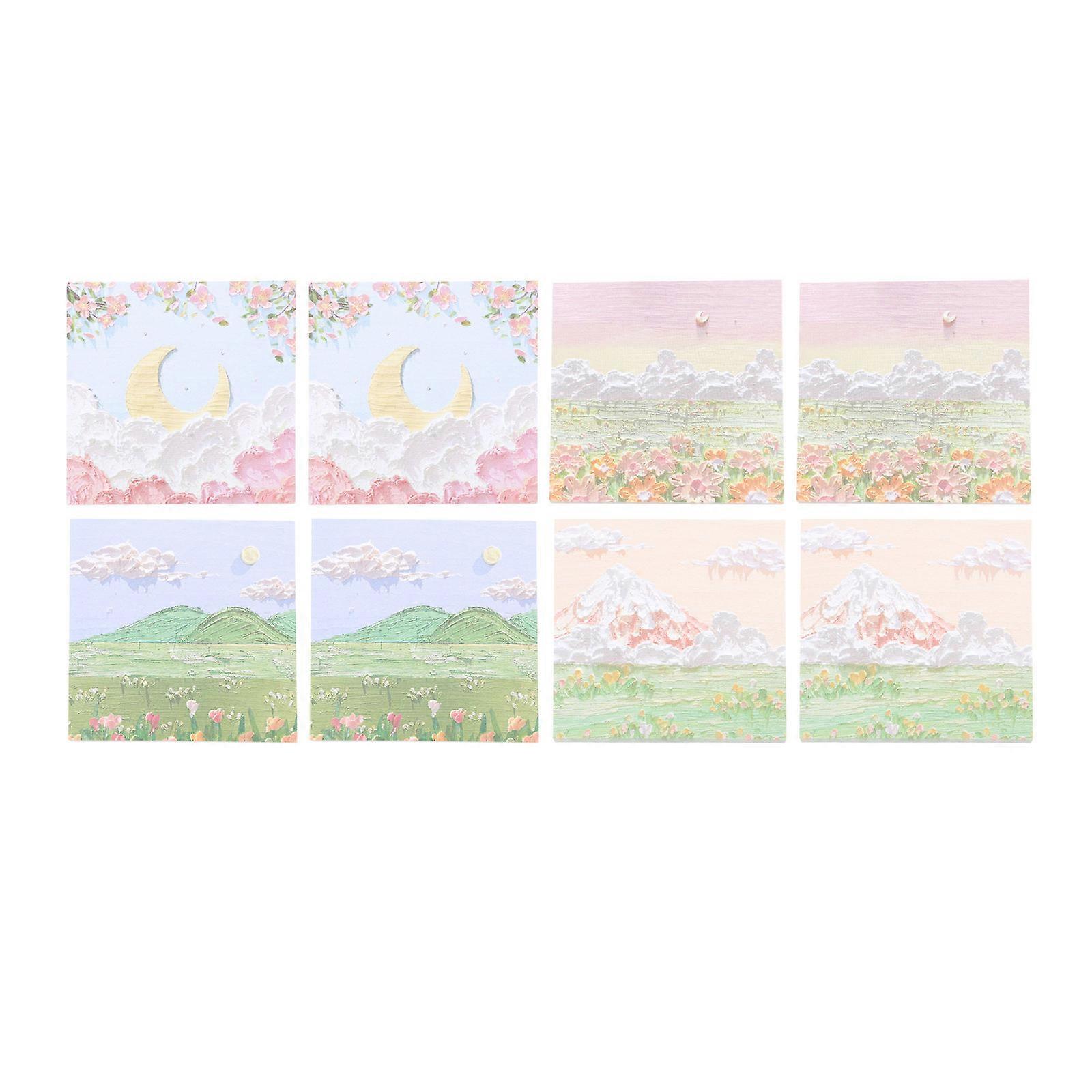Adhesive Oil Painting Paper Notepads for Decoration 8Pcs Memo Pads