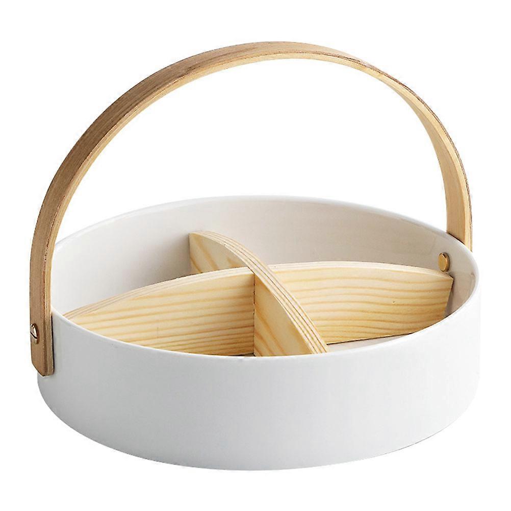 Candy Box Food Plate for Storage Use 2Pcs White Compartment Dish