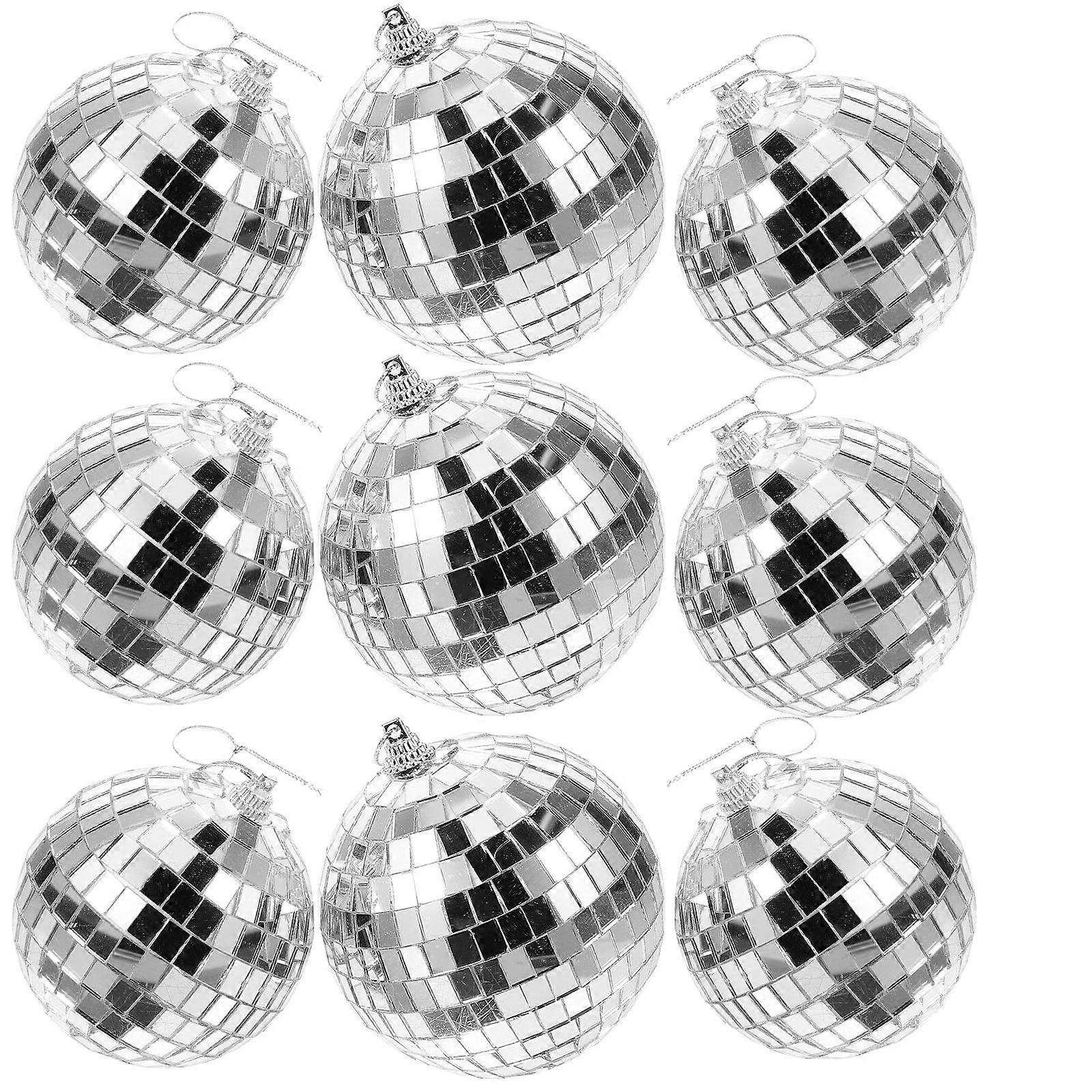 Silver Hanging Disco Ball Set for Decoration 9Pcs Multi-Function Balls