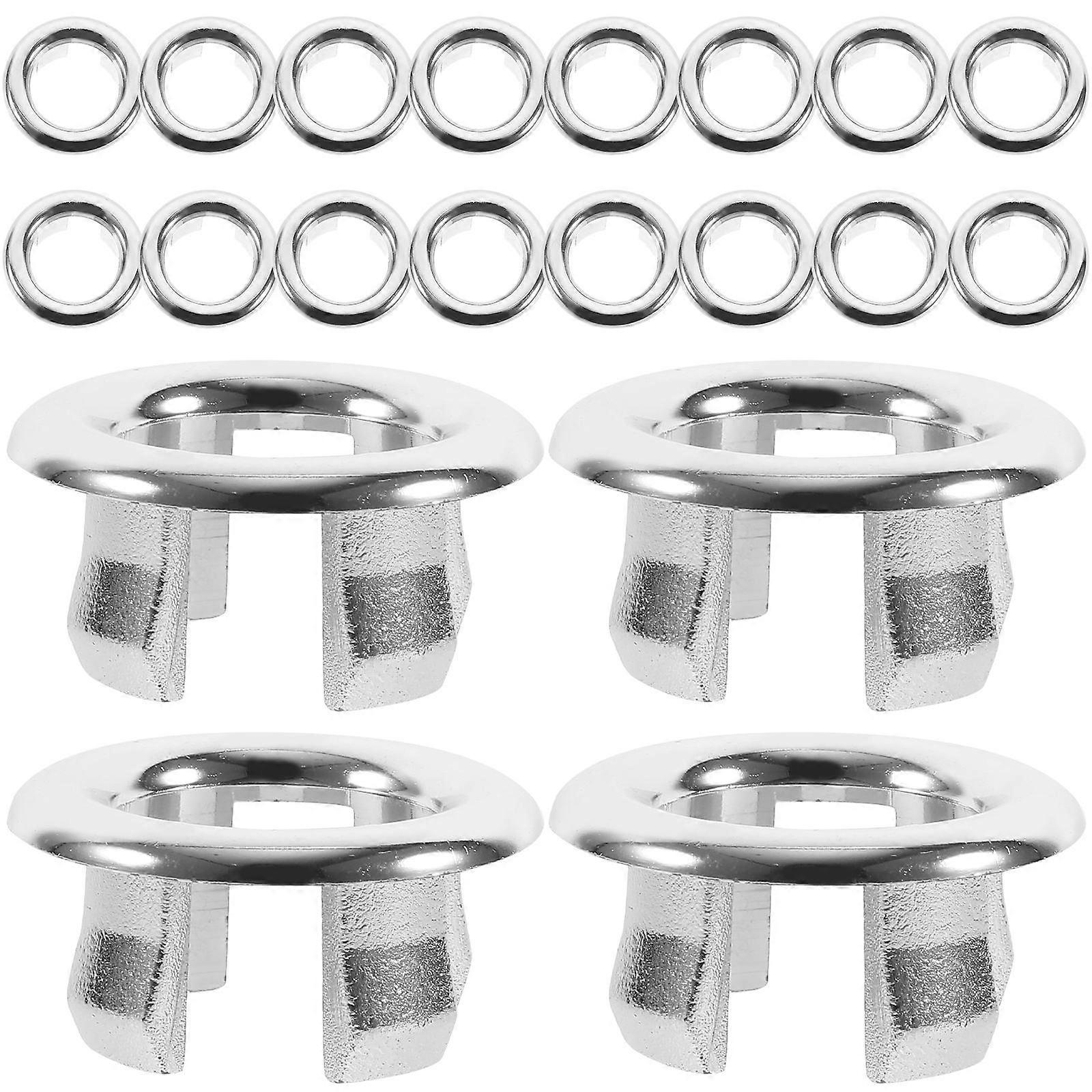 100Pcs Silver Plastic Sink Overflow Rings For Ceramic Basin Use Waterproof Square Trim 3x3x1.5cm Design
