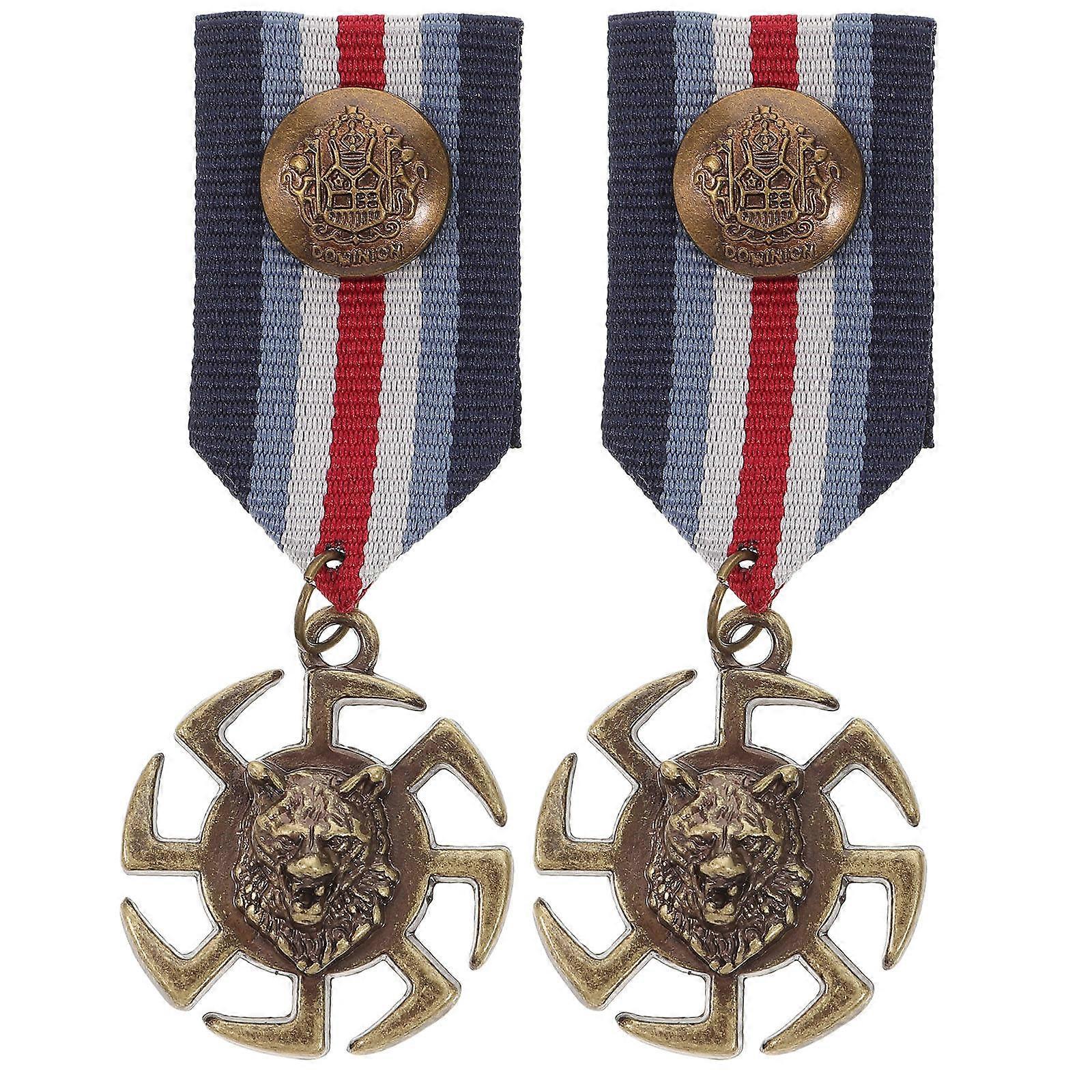 Metal Brooch Pins 2Pcs Award Medals for Children Competitions Stage Shows in Multi Color Design