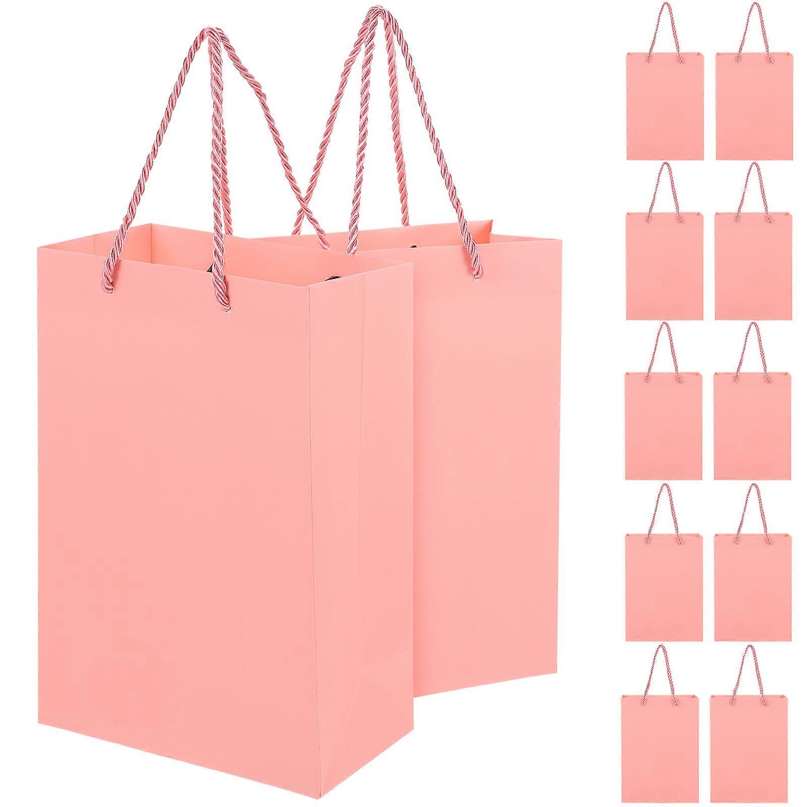 Lightweight Paper Wrapping Bags 16Pcs For Shopping Simple And Practical Solution 22X16X8Cm Pink Color Foldable
