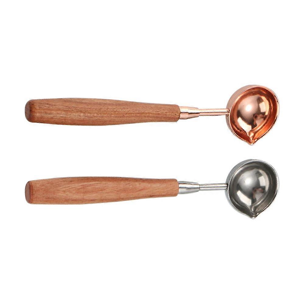 Wood Handle Measuring Spoon 2Pcs Assorted Color Long-Use Kitchen for Home