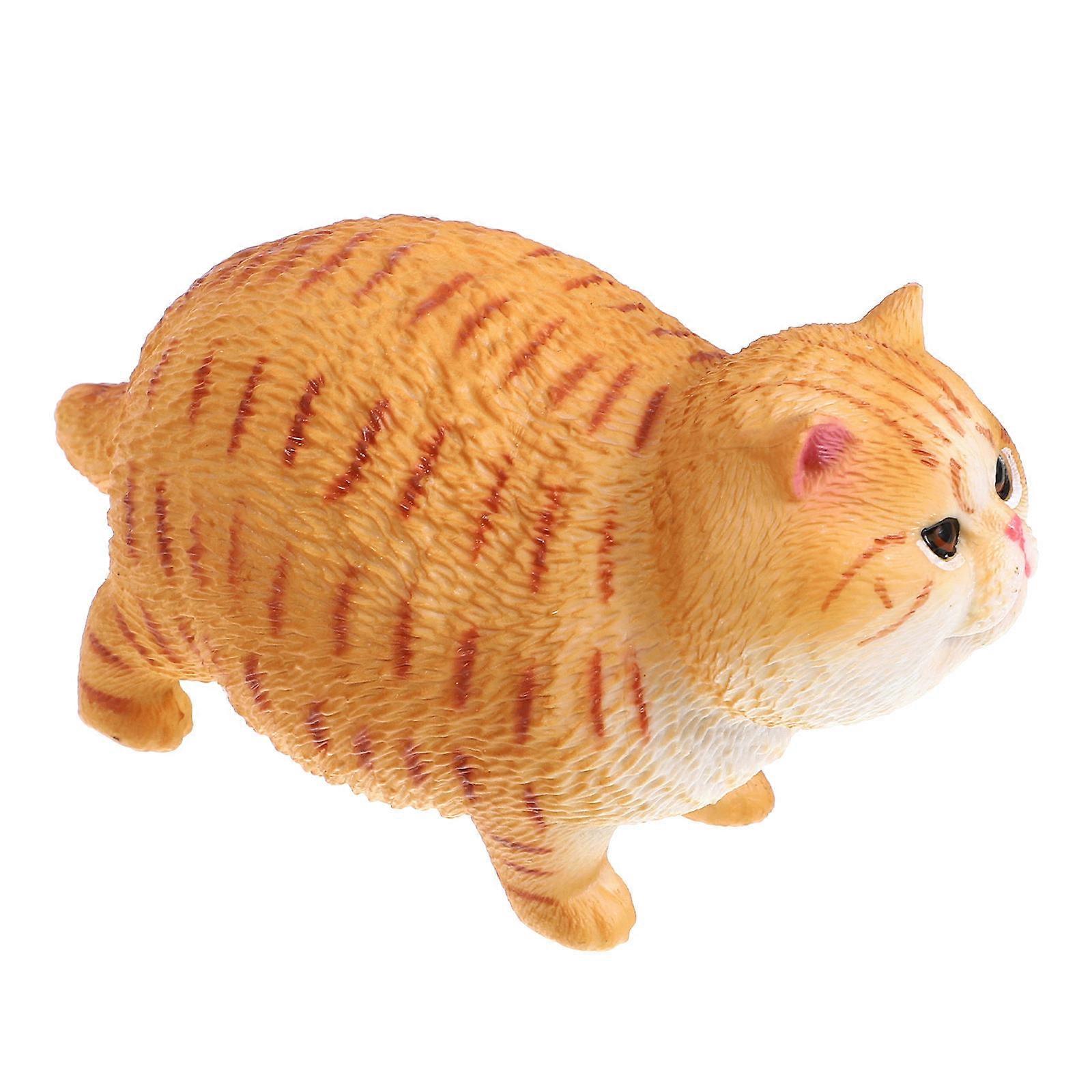Cat Figurine 4Pcs Cartoon Cat Statue Desktop Ornament Home Decor Various Occasions Orange Color Smooth Surface