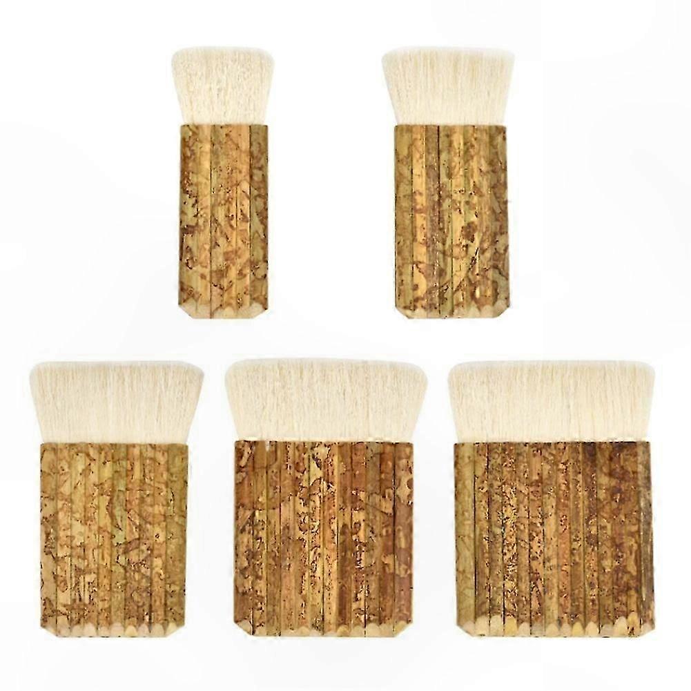 5 Size Hake Blender Brush with Bamboo Handle, Wide Wool Watercolor Brushes for Kiln Wash