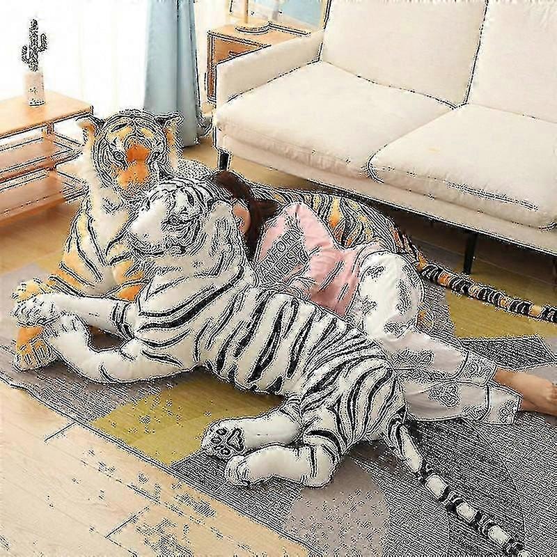 30-110 سنتيمتر نابض بالحياة النمر أفخم لعبة محشوة البرية قوة الغابات محاكاة الأبيض النمر جاكوار دمية كيد هدية عيد ميلاد لصبي زونغ