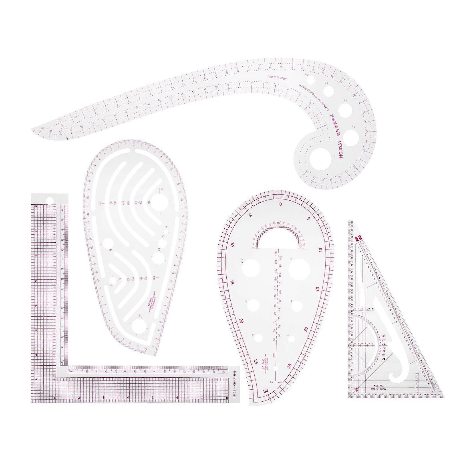 5pcs Sewing Ruler MultiFunction Curve Shaped Grading Tailor Clothing Making Toos