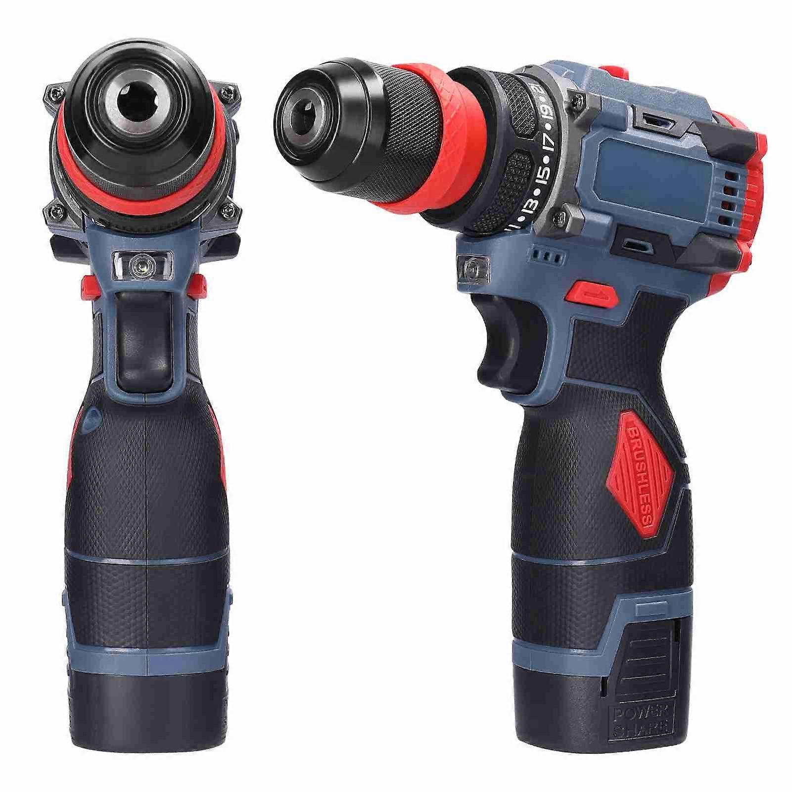 16.8V 2in1 Lithium Drill Electric Screwdriver Multi-function Power Tool 45Nm Torque Brushless Motor Practical Screw Driver for Home Appliances Furnitu