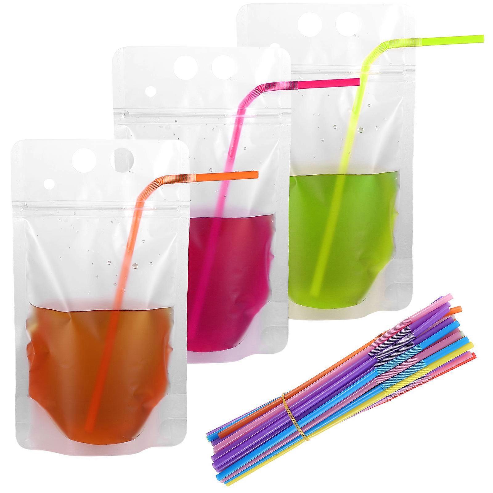 Plastic Drinking Bags Drink Container Set for Drinking Use 4Pcs