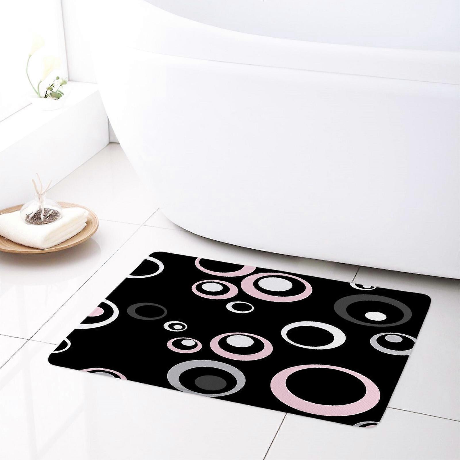 Pink White Creative Geometric Pattern Shower Curtain Bathroom Accessories Set