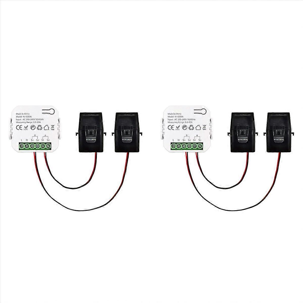 2X Tuya Smart Energy Meter Power Production Consumption Bidirectional Power Monitor 0.2-80A Support