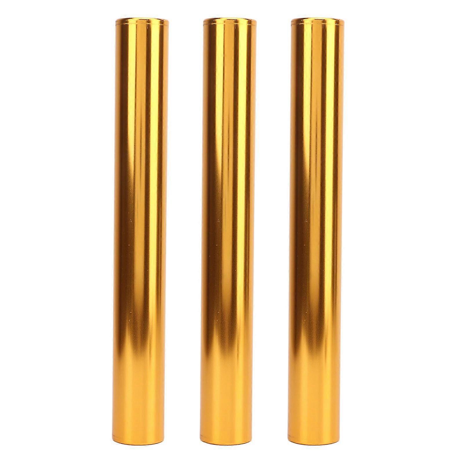 3Pcs Aluminum Alloy Track Field Relay Batons Track Batons Race Equipments for Running Race Team for Outdoor Running Race Student Relay Events Gold
