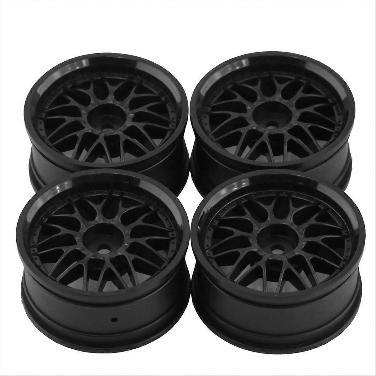 4 peças de aro de cubo de roda de plástico de 1,9 polegadas e 52 mm, preto