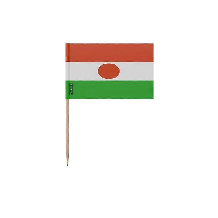 Niger Flag Toothpicks - 12 cm - 100 pieces - Adhesive plastic - Bamboo stick - Pixelforma