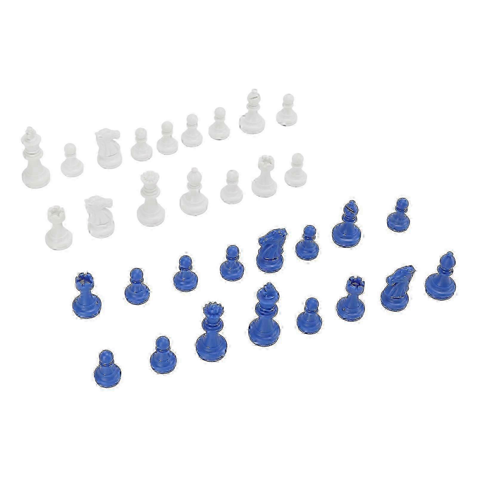 Chess Pieces Only PS Plastic Replacement Mini Chessmen Figurine Pieces 49mm Height King for Party Relaxing (without Chessboard)