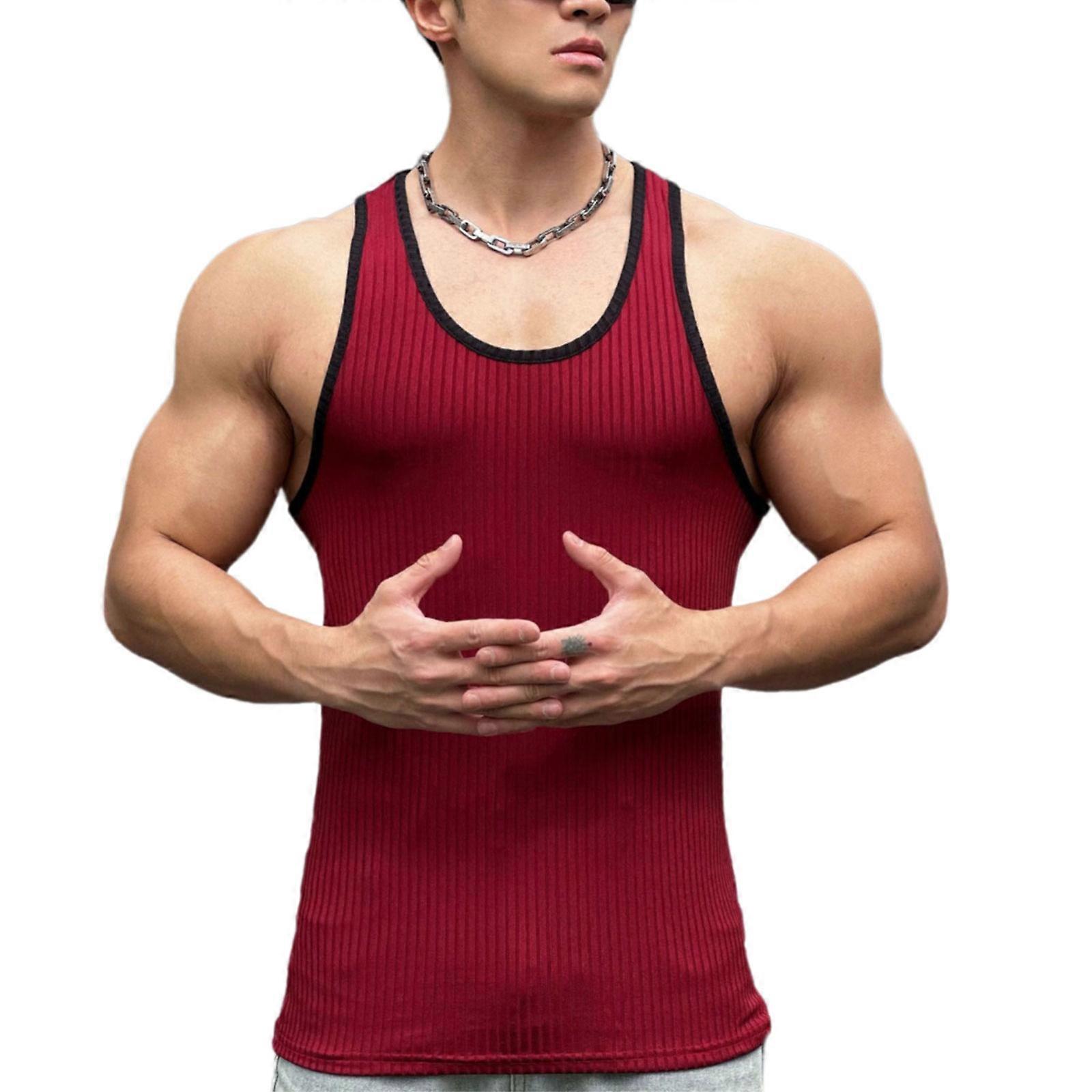 Débardeur de sport dos nageur pour homme, séchage rapide, sans manches, idéal pour la course, la salle de sport, le fitness, le tennis, le basketball, violet, taille M