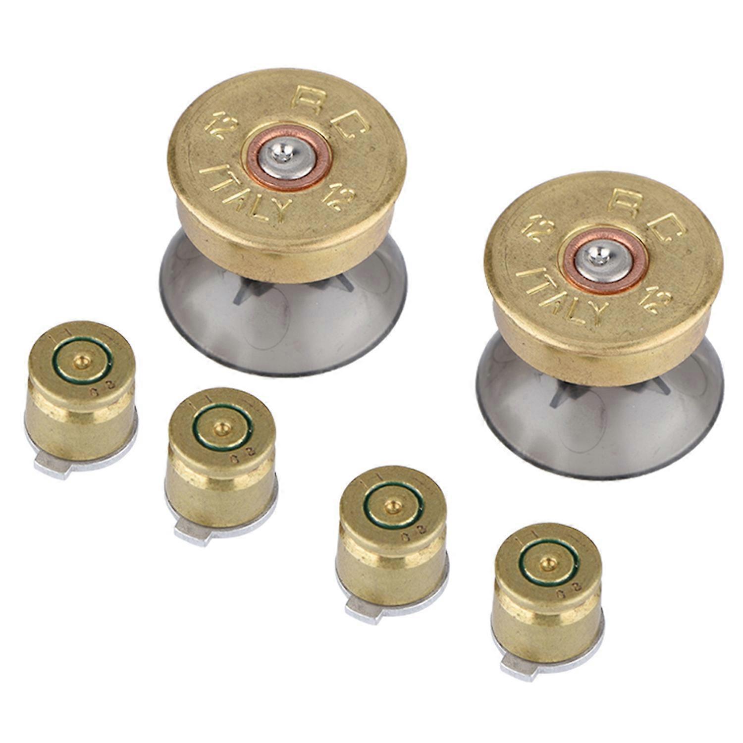 6Pcs Gold Metal Bullet Buttons & Thumbstick Mod Kit for PS4 Controller