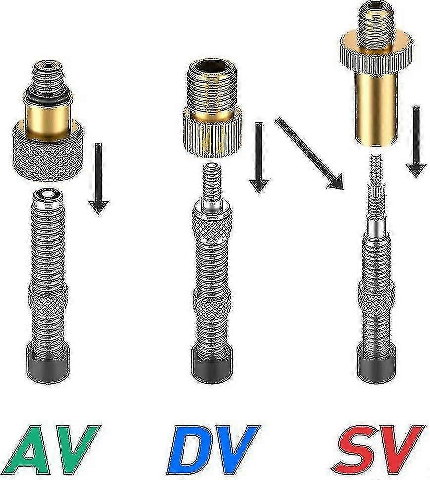 Bicycle Valve Adapter Kit Compatible with Dv Sv Av Bike Valve, Dunlop Valve Valve Adapter Kit with G hwy585SH