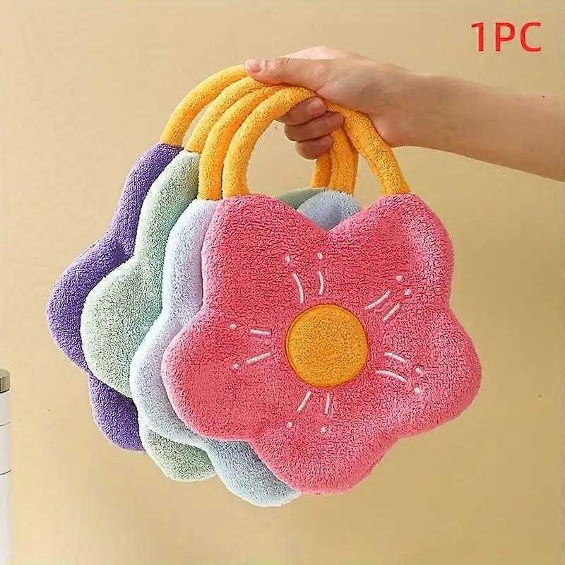 מגבת ידיים בעיצוב פרחים, 1 יחידות מגבת ייבוש סופגת פליז אלמוגים חמודה ויפה, חומרי ניקוי לבית, מטבח וחדר אמבטיה, נסיעות (רנדו)