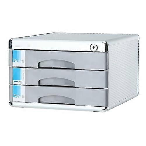 Aluminum File Cabinet with Lock 3Layers Grigio Office Storage for Documents and Stationery