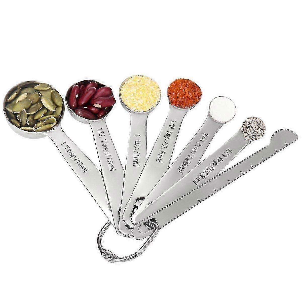 Stainless Steel Silver Measuring Spoons for Precise Cooking and Baking