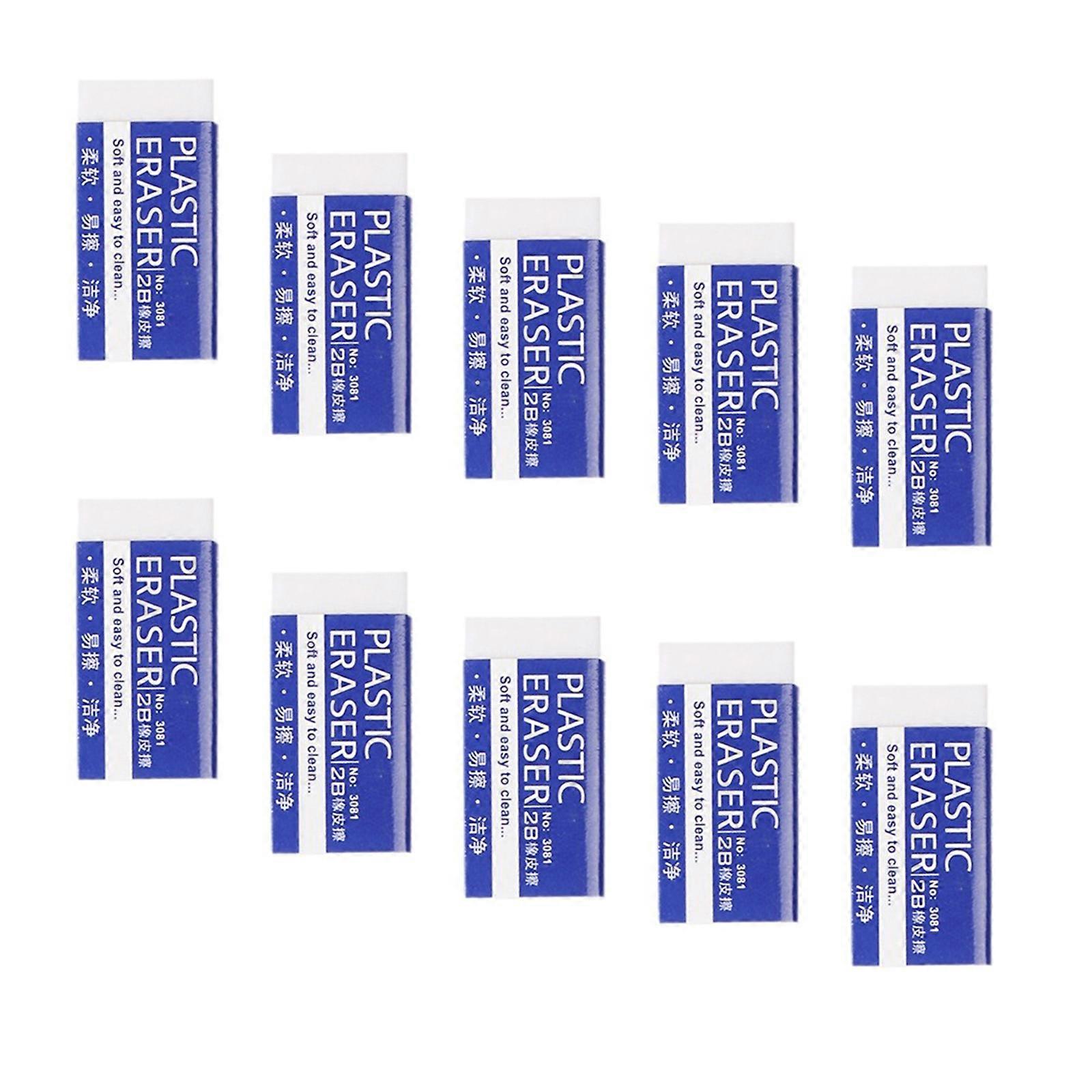 10 Pcs White Erasers Simple Art Erasers 2B Pencil Erasers Easy to Clean and Carry For Precise Correction Multicolor