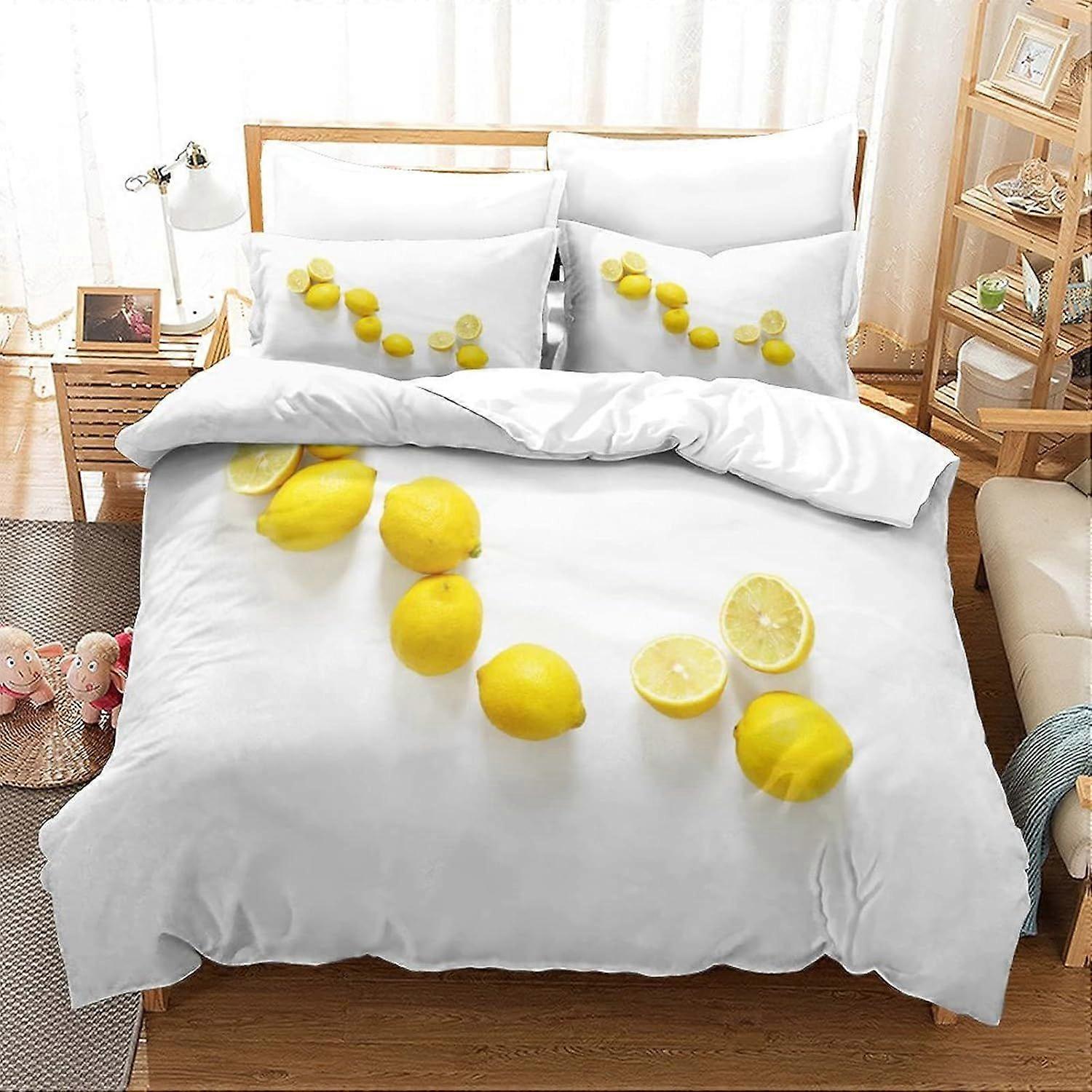 Citroner Citrus Juicy Påslakanset Sängkläder Quilt Minimalism Pojkar Och Flickor Vuxenöverdrag Set Med Dragkedja Mjukt Mikrofiber Julpåslakanset Med Dragkedja