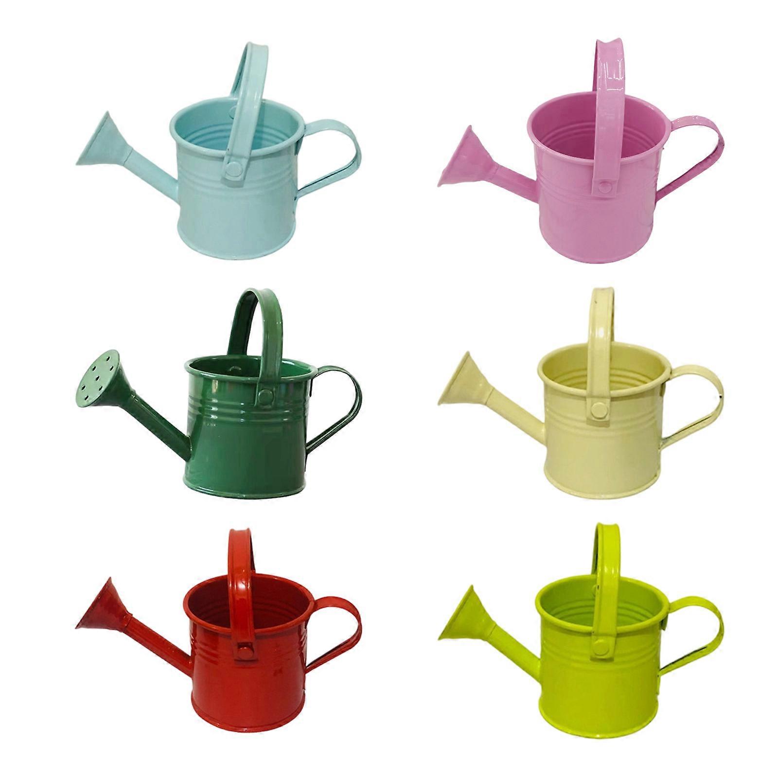 6Pcs Mini Garden Watering Can Galvanized Iron Rustproof Design Ergonomic Handle Precise Spout Fit for Flowers Succulents Multicolor