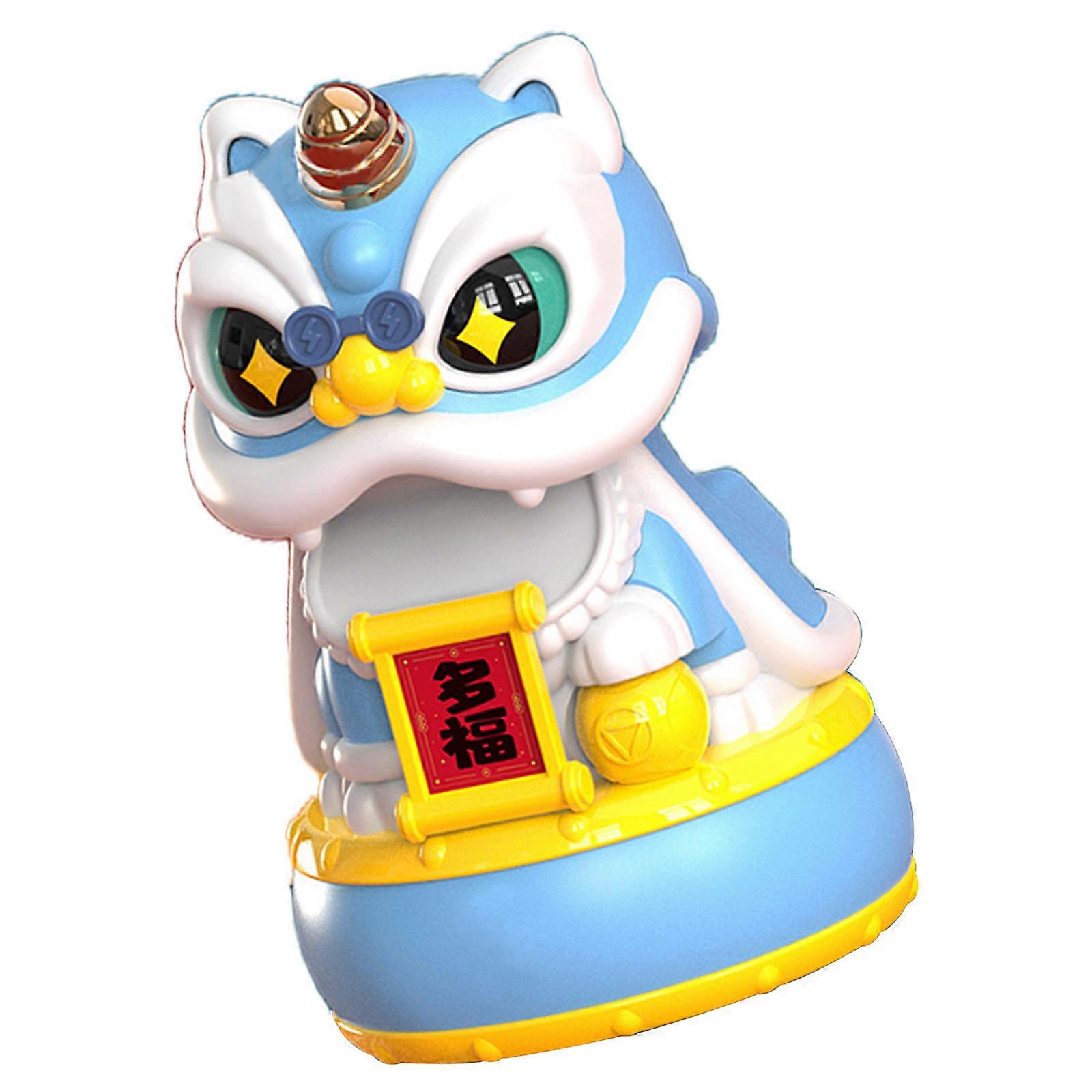 Solar Power Bobblehead Lion Figurine Dancing Lion Sculpture For Shelves And Workstations Bring Energy And Charm  Sky Blue