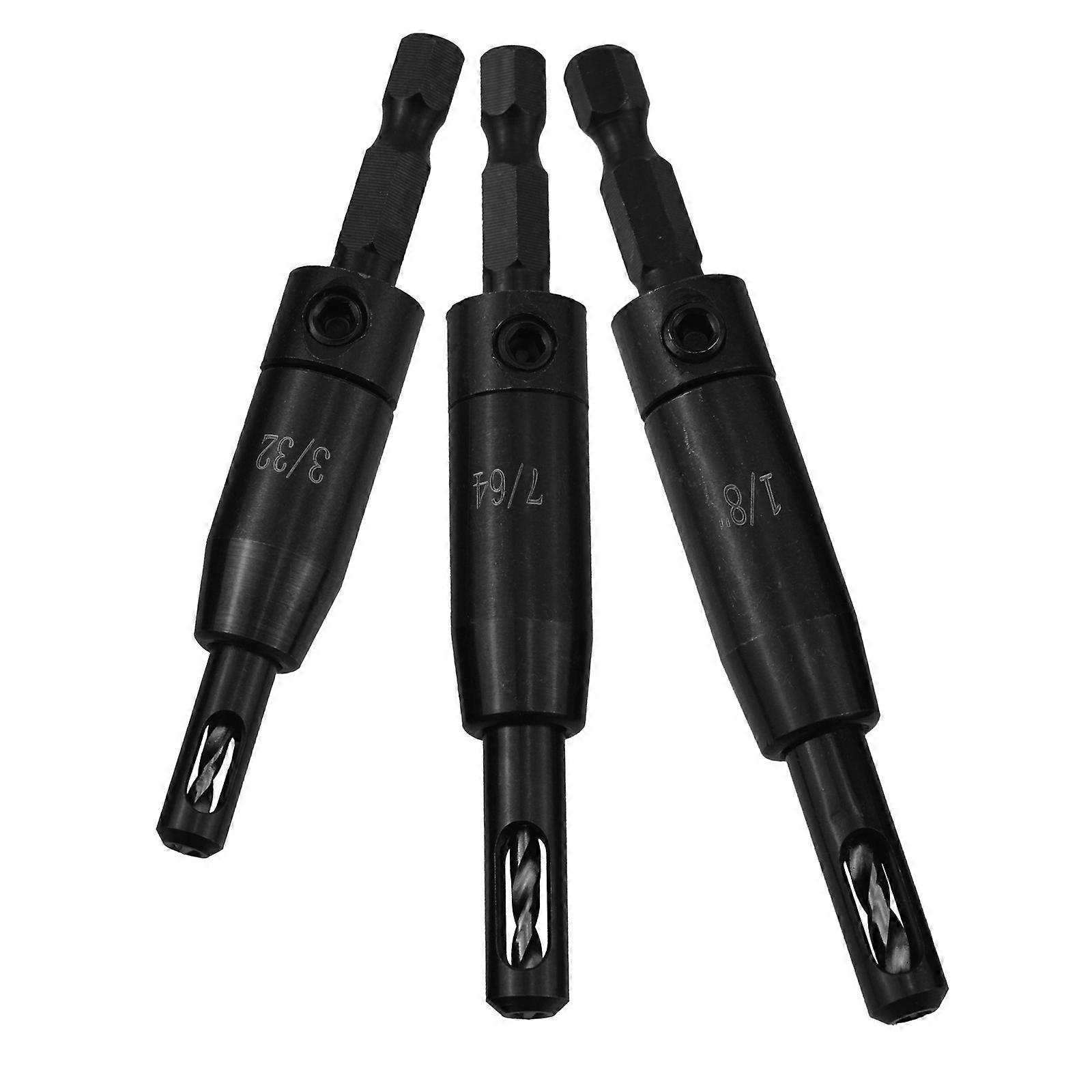 Set of 3 Woodworking Door Hinge Drill Bit Cupboard Hinge Drilling Hole Cutter Essential Self Centering Drill Bit Multicolor