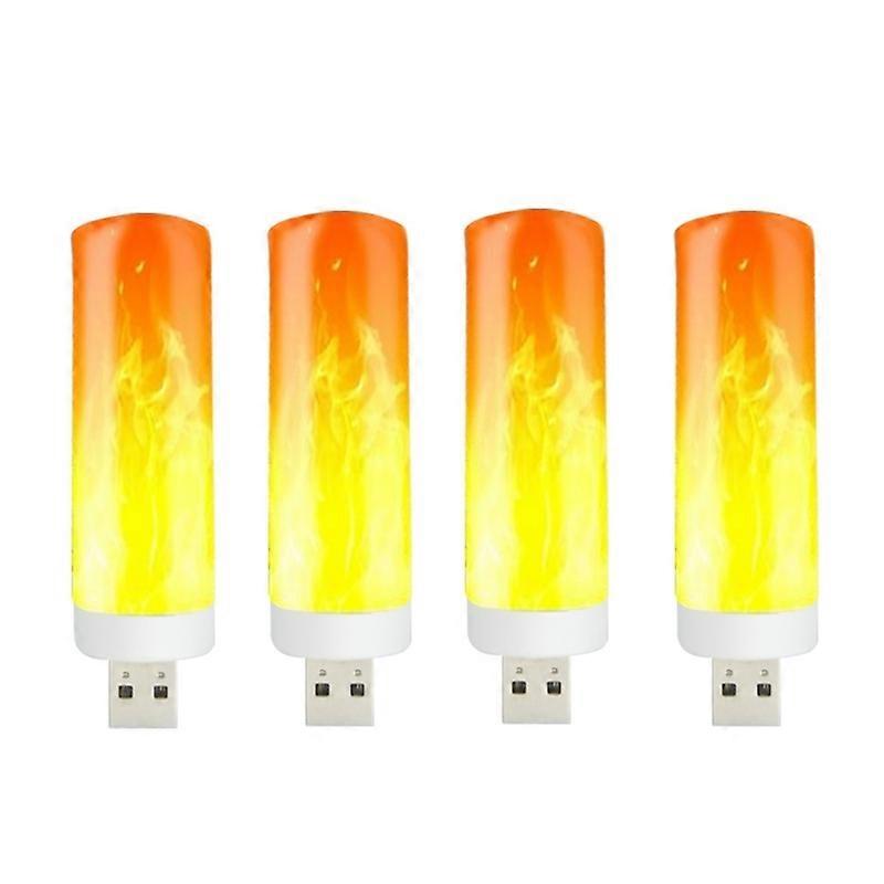 4 PCS USB Candlelight LED Imitation Flame Lamp 4 PCS Flame Lamp
