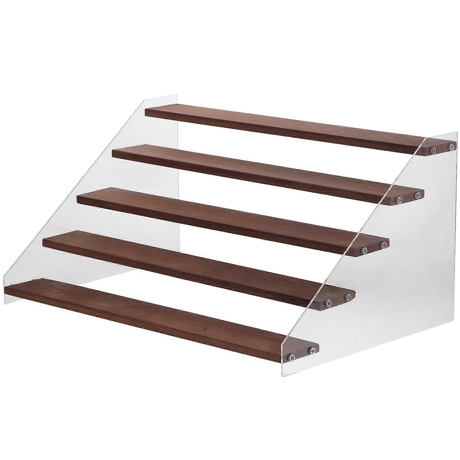 1 Set Model Storage Stand 5-tier Storage Stand Model Display Holder Acrylic Wood Desk Riser Shelf