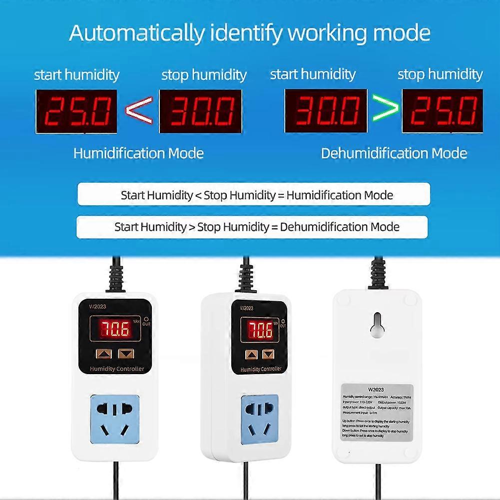 W2023 Digital Display Humidity Controller Humidifier Humidification Smart Humidity Control Socket US Plug