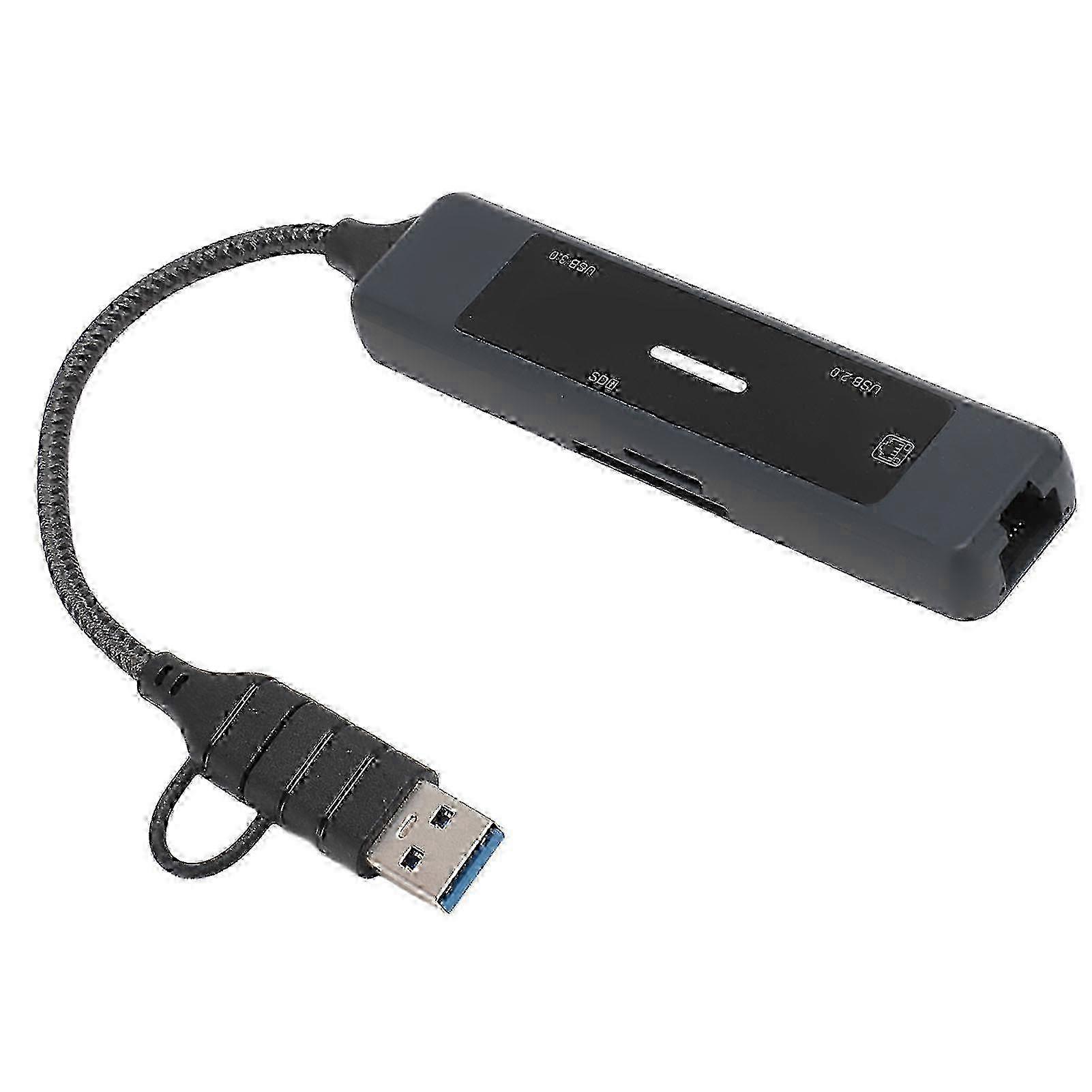 m Portable USB Type C Hub with USB 3.0, RJ45 Connector, and Dual Card Slots
