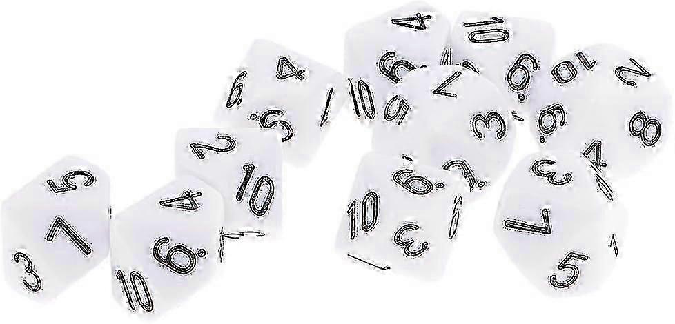 e 10pcs 10 Sided D10 Polyhedral For And Playing Games Gift White