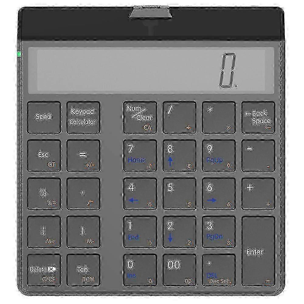 Kc9001s Bluetooth Numeric Keypad Lcd Display 29-keys Desktop Business Calculator For Laptop Computer - Black