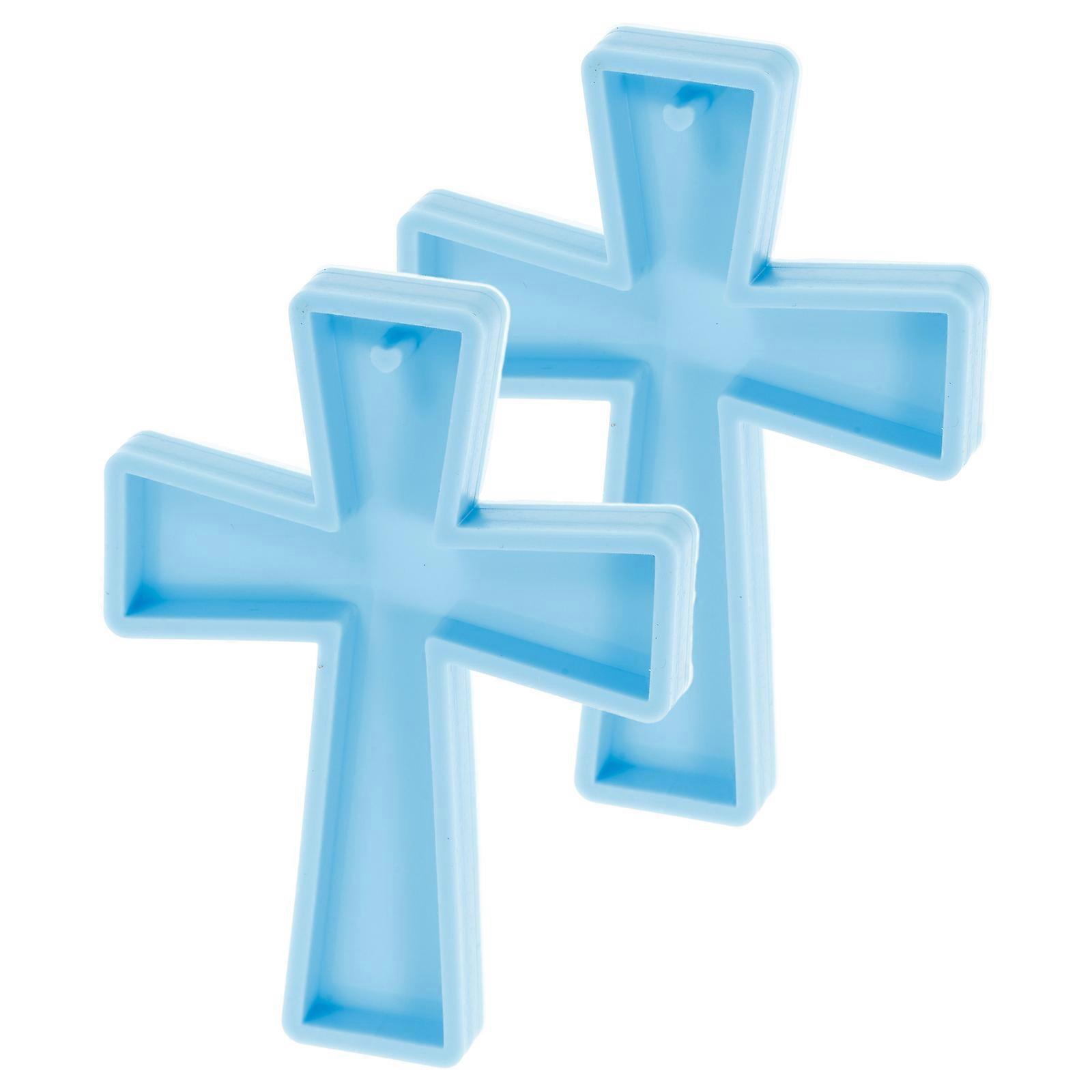 DIY Cross Shaped Silicone Mold for Epoxy Craft Making 2Pcs Blue