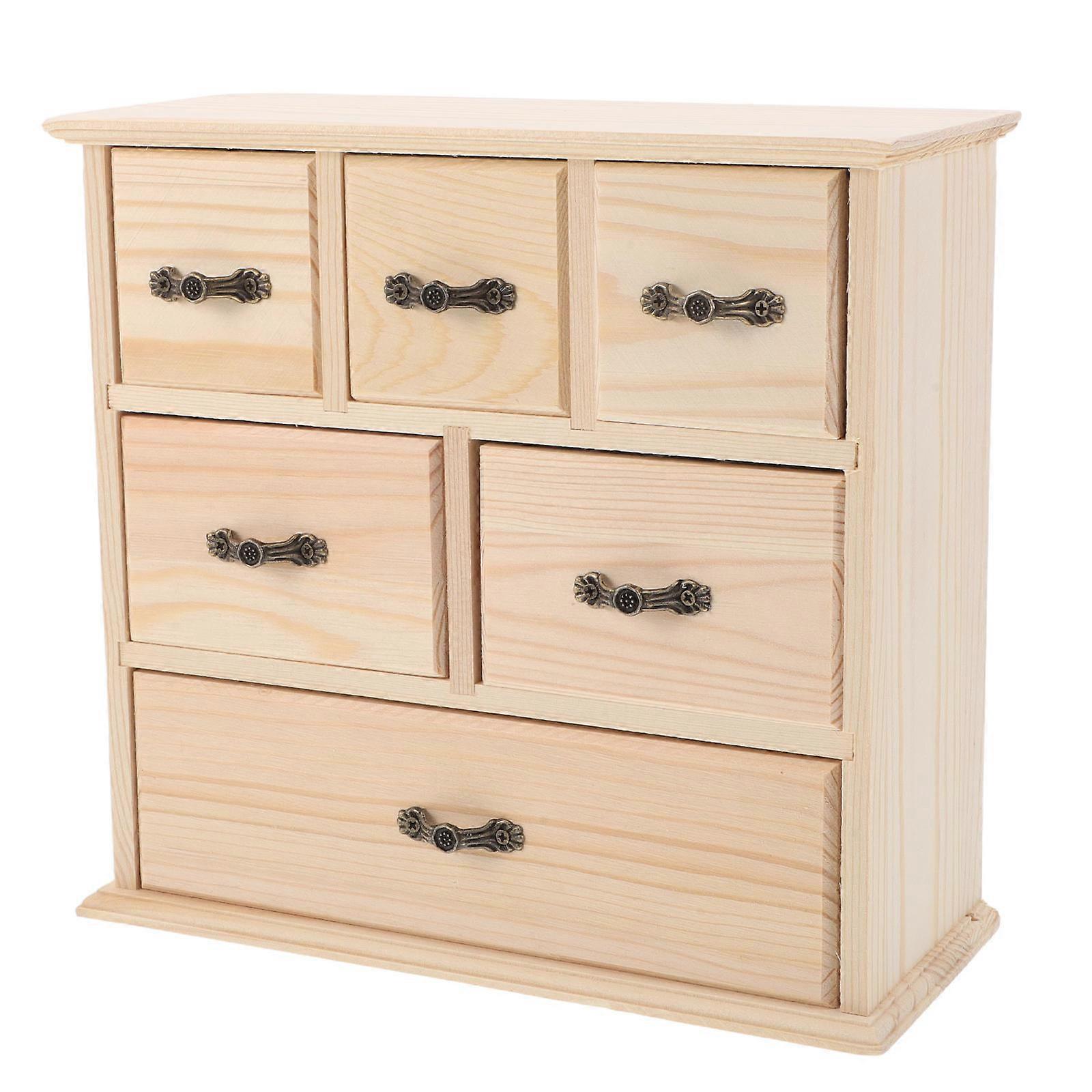 Wooden Desk Organizer Box for Storage with Compartments and Dividers