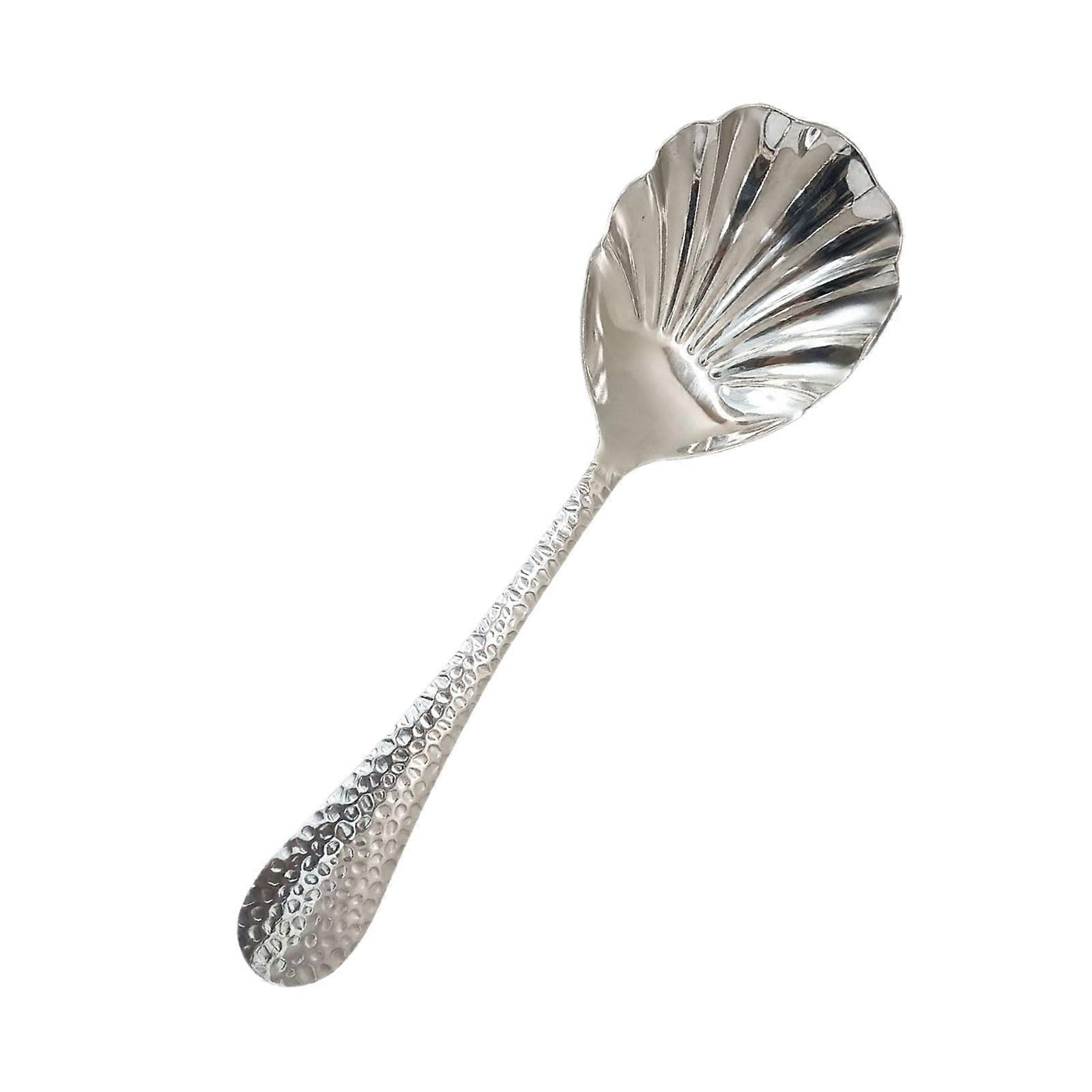 Shell Serving Spoon with Elegant Hammered Texture, EcoFriendly for Soup, Dessert, Porridge