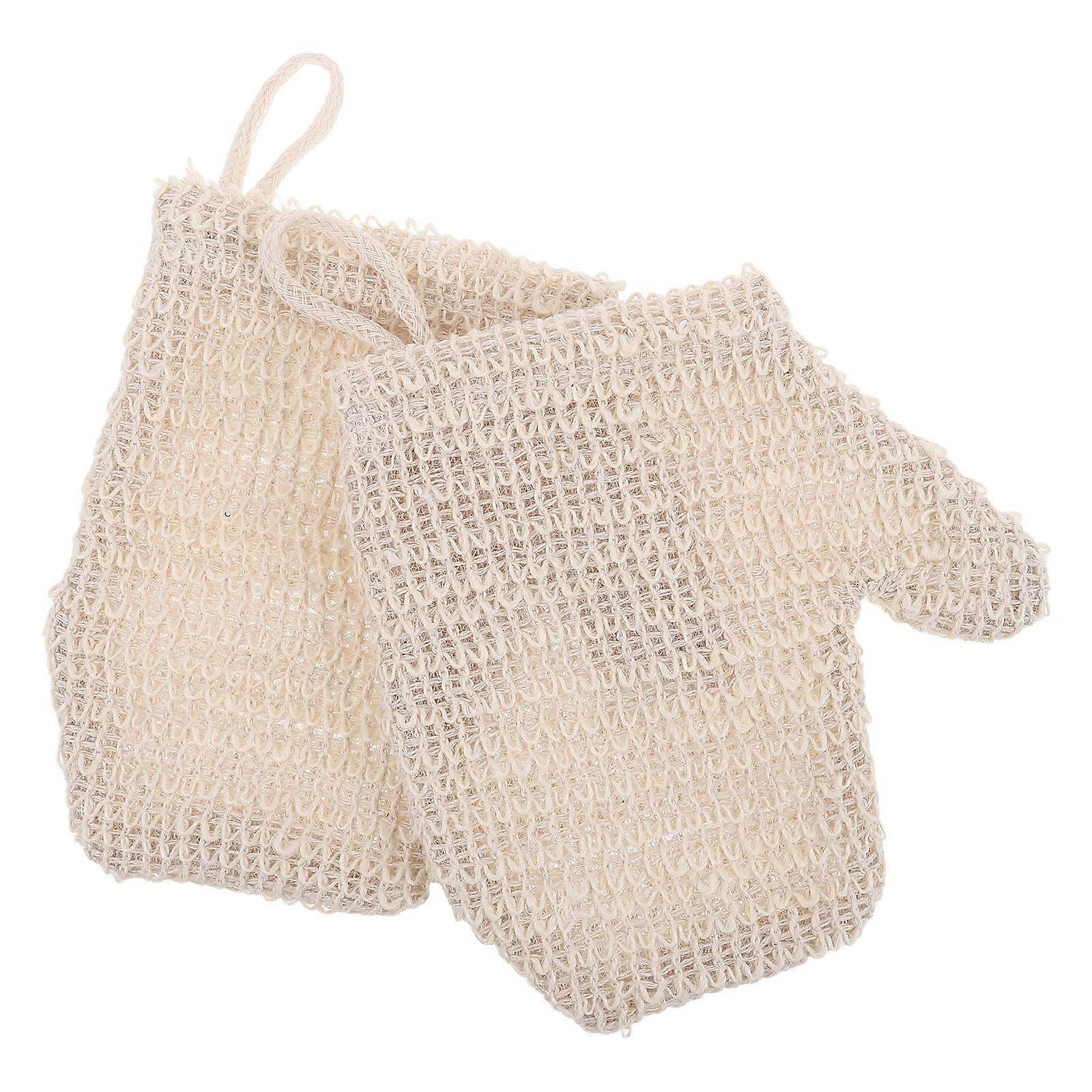 Bath Mitts 2Pcs Versatile Bathing Scrubber Gloves For Easy Skin Exfoliation Beige Color Deep Cleaning Function Durable Design