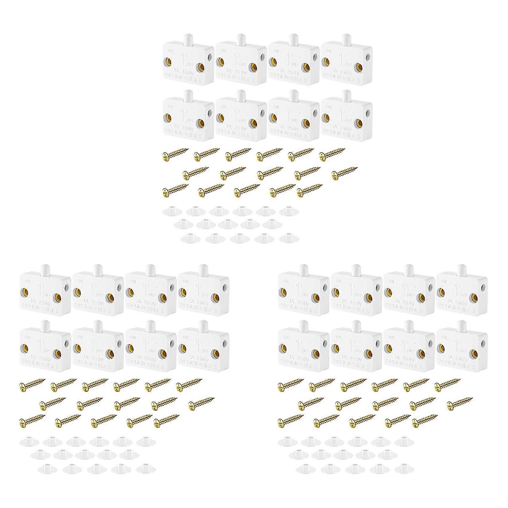 24 Pieces Cabinet Lamp Switch Automatic Door Switch Contact Switch for Wardrobe Applicable to 12V 24V 110V(White)